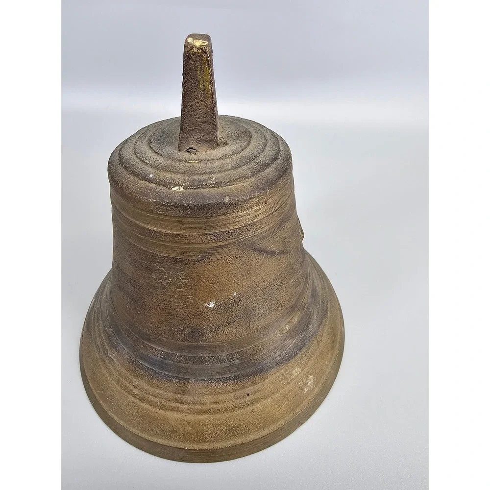 Antique Bronze Bell no 16 Late 19th Century Brown Cast Metal Iron Clapper 4.5in